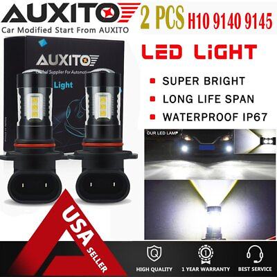 #ad 2X AUXITO H10 9145 9140 80W LED Fog Driving Light Car DRL Bulbs 6500k White EOA $15.19