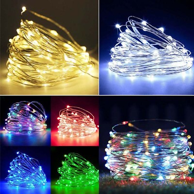 20 50 100 LED Battery Micro Rice Wire Copper Fairy String Lights Party white rgb $4.99