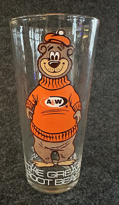 #ad Aamp;W Root Beer 1970s Promo Drinking Glass Vintage Great Root Bear Soda Mascot 🐻 $15.00