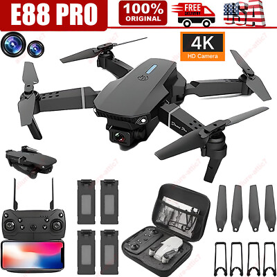 #ad RC Drone With 4K HD Dual Camera WiFi FPV Foldable Quadcopter Aircraft 4 Battery $26.49