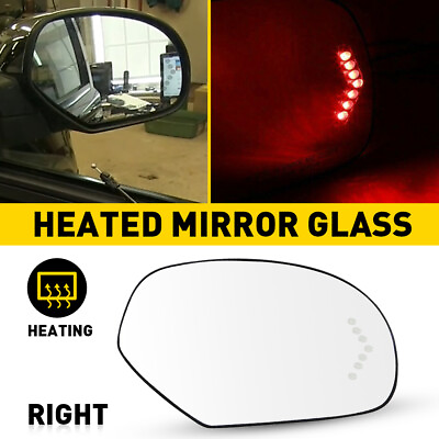 #ad Mirror Glass Signal Turn Heated 7 LED Right for RH Cadillac Chevy GMC Pickup SUV $22.59