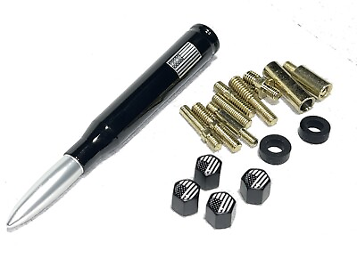 #ad 50 Cal Bullet Antenna Stubby with Valve Stem Caps For 1994 2022 Dodge Chevy Ram $17.95