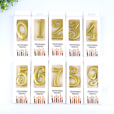 #ad GOLD GLITTER JOINT AGE NUMBER CANDLES HAPPY BIRTHDAY CAKE TOPPER CELEBRATION * $2.05