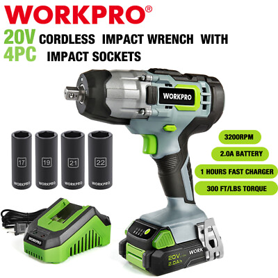#ad 20V Cordless Impact Wrench 1 2#x27;#x27;320Ft Pounds Max Torque 4PC Drive Impact Sockets $77.99