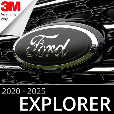 #ad 2020 2025 Ford Explorer Emblem Overlay Insert Decals MATTE BLACK Set of 2 $22.99