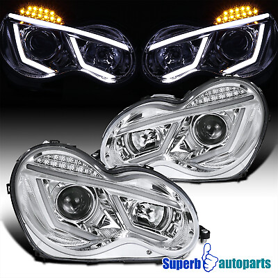 #ad Fits 2001 2007 Benz W203 C Class Projector Headlights W LED Signal Lamps Pair $248.98
