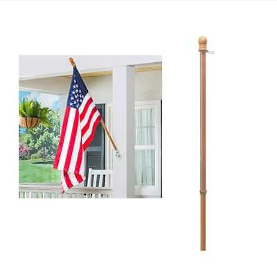 #ad Hardwood 5ft 1quot; Wooden Flag Pole Durable Weather Resistant W Anti Furling Ring $12.41