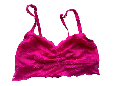 #ad Victoria#x27;s Secret PINK Lace Bralette Hot Pink Intimates Size M Medium $10.99
