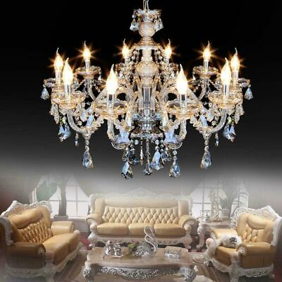 #ad XUANYUE 10 Arm Cognac Chandelier K9 Crystal Glass Ceiling Light Pendant Lamp E12 $114.29