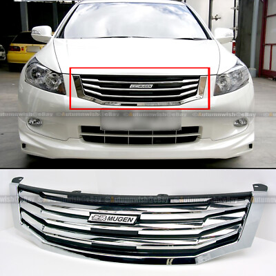 #ad Fit 08 10 Accord 4DR Sedan JDM Mugen Style Chrome Horizontal Front Hood Grille $69.99