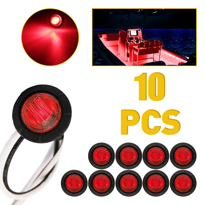 #ad 10x Waterproof Round Lights Side Marker 3 4quot;LED Bullet Light Truck Trailer Red $11.39