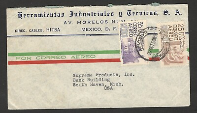 #ad MEXICO TO USA TRAVELED AIRMAIL LETTER 1953. 42 $1.95