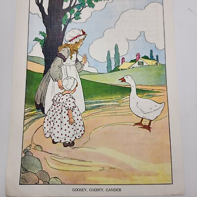 #ad ‘Goosey Goosey Gander’ Children’s Nursery Rhyme Illustration Series Framable $14.95