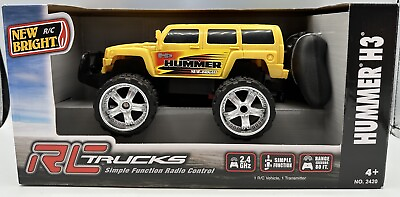 #ad RC Trucks Yellow Hummer 2.4 GHz Simple Function Range Exceeds 80 Ft. New Bright $22.65
