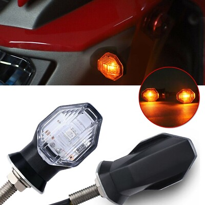 #ad 2X LED Black Motorcycle Bike Mini Amber Turn Signal Lights Blinker Indicator 12V $13.16
