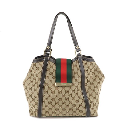 #ad Auth GUCCI Sherry Tote Hand Bag Beige GG Canvas Leather 233607 Used $511.00