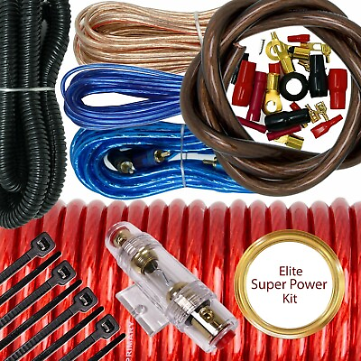 #ad Audiotek 4 Gauge Amp Kit Amplifier Install Wiring Complete 4 Ga Wire 2300W Red $22.99