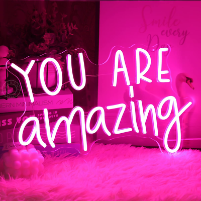 #ad SYLHOME Pink You Are Amazing LED Neon Light Signs Wedding Birthday Girls Party W $58.18