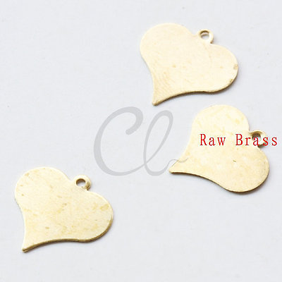#ad 80 Pieces Raw Brass Heart Charm 14.5x15mm 2025C $4.00