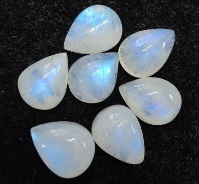 #ad Genuine Natural Rainbow Moonstone Teardrop Cabochon Calibrated Loose Gemstones $11.99