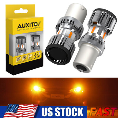 #ad AUXITO BAU15S 7507 LED Amber Turn Signal Parking High Power Light Bulbs 4000LM $21.99
