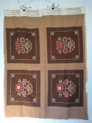#ad Cross stitch Pillow Fabric Cranston Print Works Co Vintage Panel Makes 2 Floral $10.99