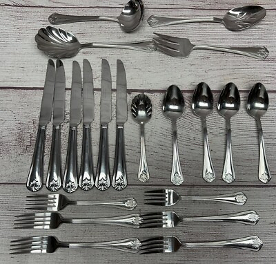 #ad Reed amp; Barton 18 10 Stainless 21 Piece Flatware and Serving Utensils Greenbrier $79.99