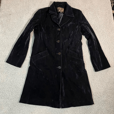 #ad Gallery Women’s Trench Coat Black Full Button Outdoor Designer Small $28.00
