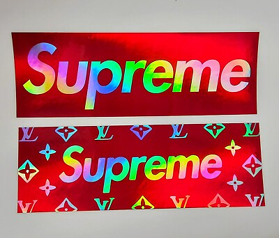 #ad 2 x Holographic Supreme Stickers Stick on anything water bottles cases 5x2quot; $10.99