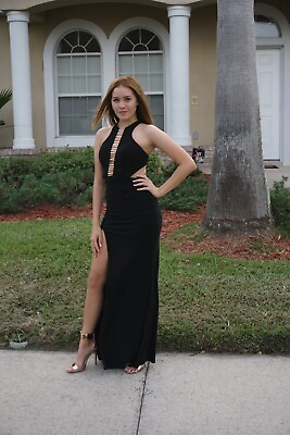 #ad Black And Gold Prom Dress $180.00