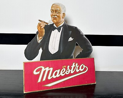#ad Rare 1920s Maestro Cigar Advertising Board Sign $275.00