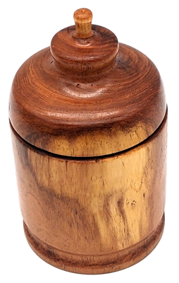 #ad Hand Crafted Stained Wood Jar Canister Signed $24.99