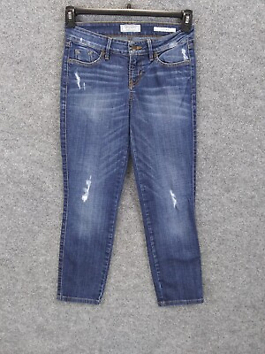 #ad Guess Jeans Womens 25 Blue Crop Mid Cotton Spandex Medium Wash Denim $16.71