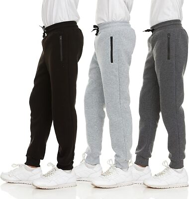 #ad 3 PACK: Youth Fleece Jogger Sweatpants Boys Kids clothes Boys Joggers Size 4 20 $35.99