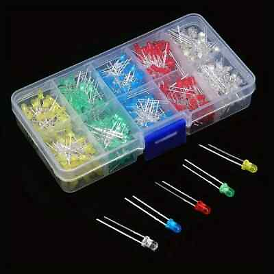 #ad 100Pc 3mm LED Diodes Kit 3mm LED Diode Kit White Green Red Blue Yellow $5.99