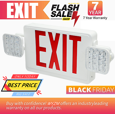 #ad LED Green Exit Sign Emergency Light Adjustable Head Compact Combo UL 924 listed $22.99