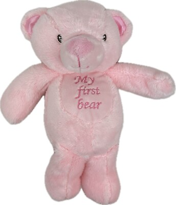 #ad KellyBaby Plush Toy 10 Inch Pink My First Bear Embroidery Stuffed Animal Rattle $17.46