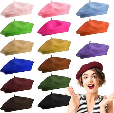 #ad Women Girls Wool Beret Cap Hat Beanie Baggy French Solid Color Flat Cap Hat USA $5.95