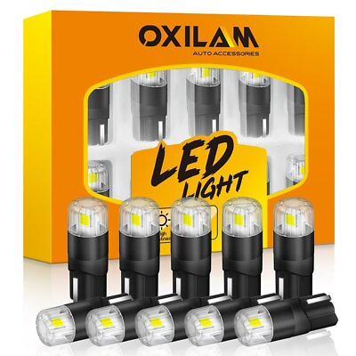 #ad 10x Cool White T10 LED High Dome Power Map Light License Bulbs W5W 168 194 EOOH $7.99