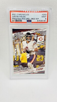 #ad PSA 9 2021 Justin Fields Chronicles Prestige Red 199 Rookie Card Chicago Bears $75.00