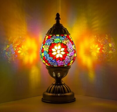 #ad Handmade Turkish Lamp Mosaic Glass Tiffany Moroccan Style Bedside Table Lamp $54.99