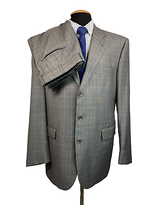 #ad Jos A Bank Signature Gold Mens Gray Italian Made 2pc Suit 44L Jacket 36x30 Pant $119.97