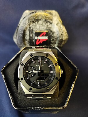 #ad Custom Casio G Shock G2100 With a Stainless Steel Band black face silver dial $220.00
