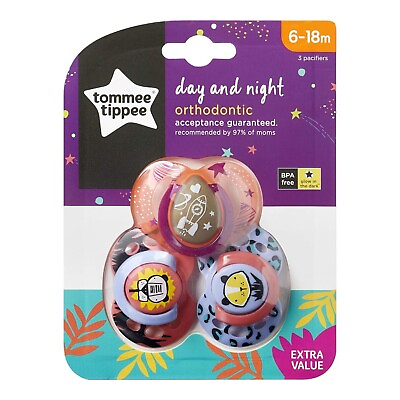#ad Tommee Tippee Day amp; Night 6 18M Orthodontic Pacifiers 3 Count Glow In the Dark $12.19