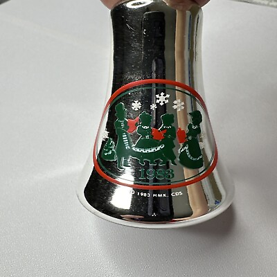 #ad 1983 Hallmark Silver Glass Bell Ornament $8.95