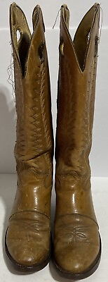 #ad Vintage Tony Lama Tall Leather Western Cowboy Boots Brown Man’s Size 10 D $180.00