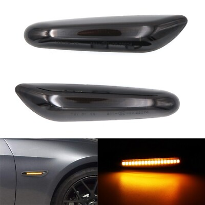#ad 2x Smoke Lens Amber LED Side Marker Light For 02 05 BMW 3 Series Sedan Wagon E46 $17.99