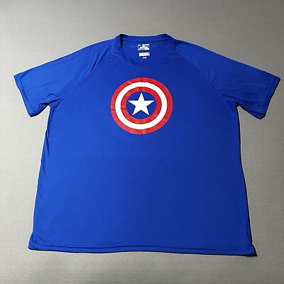 #ad Under Armour Captain America Shirt Men 3XL Loose Heatgear Polyester Short Sleeve $19.90