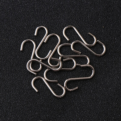 #ad 100 PCS DIY Hooks Silver Sturdy S shaped Stainless Steel Hangers Mini $7.39