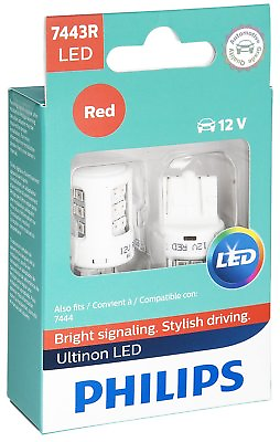 #ad 2x Philips 7443 RED LED Bright Super 6000k Light bulbs Reverse Tail Brake bulb $26.98